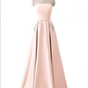 Satin Baby pink prom dress strapless